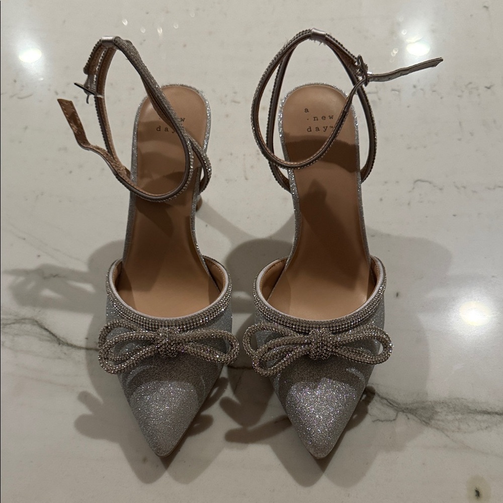 A New Day Women's Sparkling Silver Heels